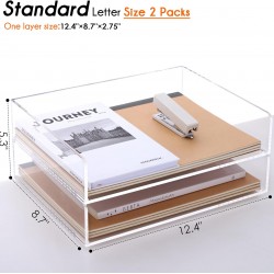 Clear Acrylic Desk Organizers and File Holder, Office Paper Organizer,  (2 Tier)