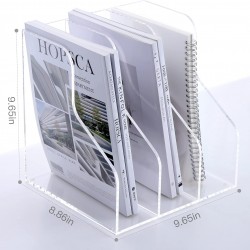 Clear Acrylic Magazine Holder with 3 Slots , Desktop File Sorter Organizer Rack Bookshelf, Workspace Sorters Office Desk Accessories Organization Storage Stand