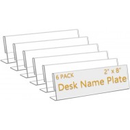 Acrylic Name Plates for Desks Horizontal Slant Back (5x20 cm) (6 Pack)