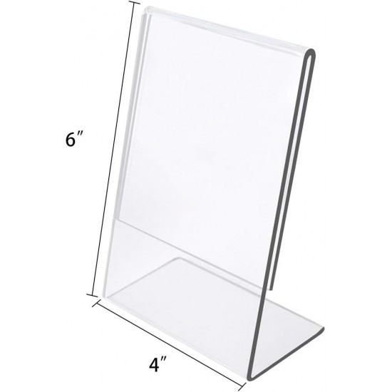 Clear Acrylic Sign Holder (10x15 cm), Slant Back, Desktop Flyer Holder Document Holder Paper Display Stand (6 Pack)