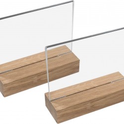Clear Acrylic Table Stand with Wooden Base, A6 Landscape Format (2 Pack)