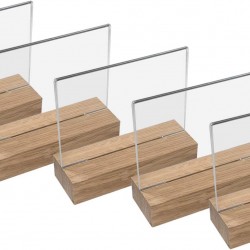 Clear Acrylic Table Stand with Wooden Base, A6 Landscape Format (5 Pack)