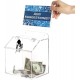 Clear Acrylic Donation & suggestion Box with Lock Countertop, Wall Mounted, Removable Sign Holder