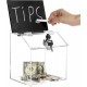 Clear Acrylic Donation & suggestion Box with Lock Countertop, Wall Mounted, Removable Sign Holder