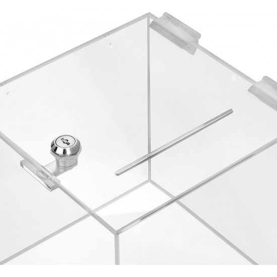 Clear Acrylic Box with Lock (20x20x20cm) for Suggestion, Donation & Promotion