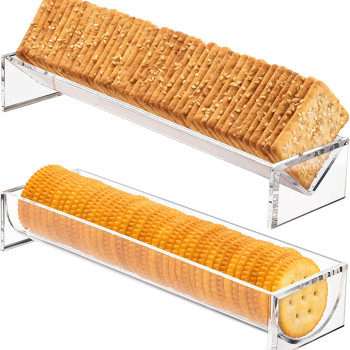 Cracker Tray for Serving, Set of 2 Rectangular Cracker Holder for Serving Trays, Food Display Cracker Serving Tray Stand for Home, Party & Charcuterie Board Platter, Acrylic riser