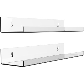 Best Media,(2 Pack)Clear Acrylic Floating Shelf ,(40x10x5cm) Wall Display Shelves Storage, Rack for Bathroom,Living Room Kitchen ارفف اكريليك شفاف للحائط سهل التركيب والاستخدام