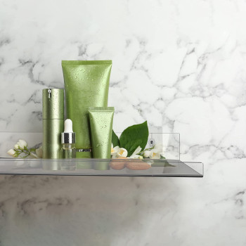 Best Media,(2 Pack)Clear Acrylic Floating Shelf ,(40x10x5cm) Wall Display Shelves Storage, Rack for Bathroom,Living Room Kitchen ارفف اكريليك شفاف للحائط سهل التركيب والاستخدام