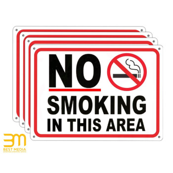 (4-Pack) No Smoking Signs for Business No Vaping Sign 10