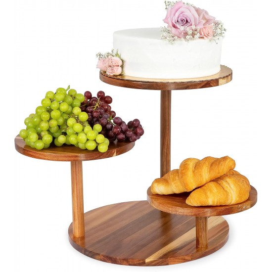 Wooden Tower Stand with 3 Tier, Cupcake Display Stand Dessert and Pastry Holder for Birthday Baby Shower