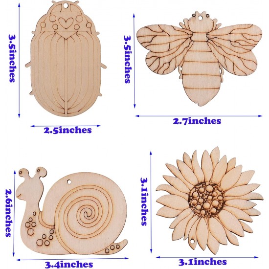 (54 PCS) Unfinished Blank Wooden Cutouts Craft for Kids, Suit for Children's Painting DIY Room Decoration or Gift Giving Surprise 
