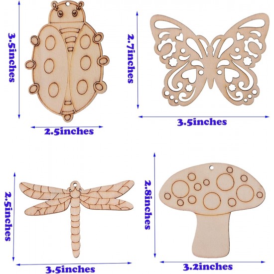 (54 PCS) Unfinished Blank Wooden Cutouts Craft for Kids, Suit for Children's Painting DIY Room Decoration or Gift Giving Surprise 