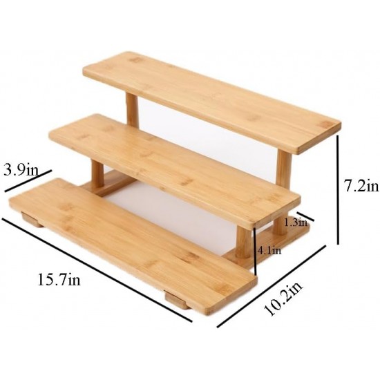 Wooden Display Riser Organizer with 3 Tier perfect for Bathroom & Kitchen