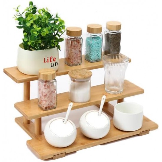Wooden Display Riser Organizer with 3 Tier perfect for Bathroom & Kitchen